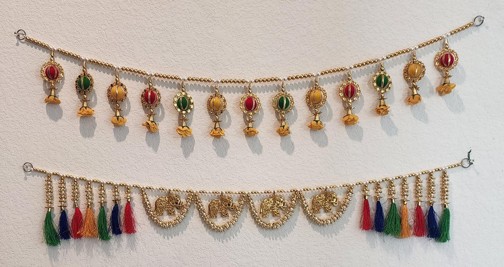Handmade Silk Toran: Indian Wedding Door Hanging, Home Decor (36 x 5 inch)