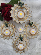 Ganpati HandmadeTea Light Plate: Acrylic Diwali Pooja Decor.