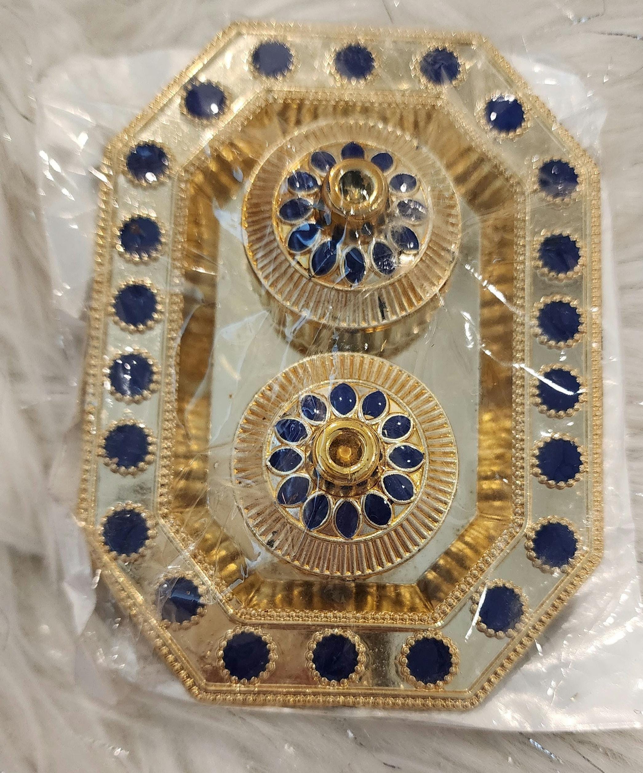 Haldi Kumkum Decorative Plates: Vermilion Holder Pooja Thali, Mehndi Decoration.