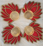 Wooden Handmade Lotus Tea Light Holders - Diwali Wedding Favors.