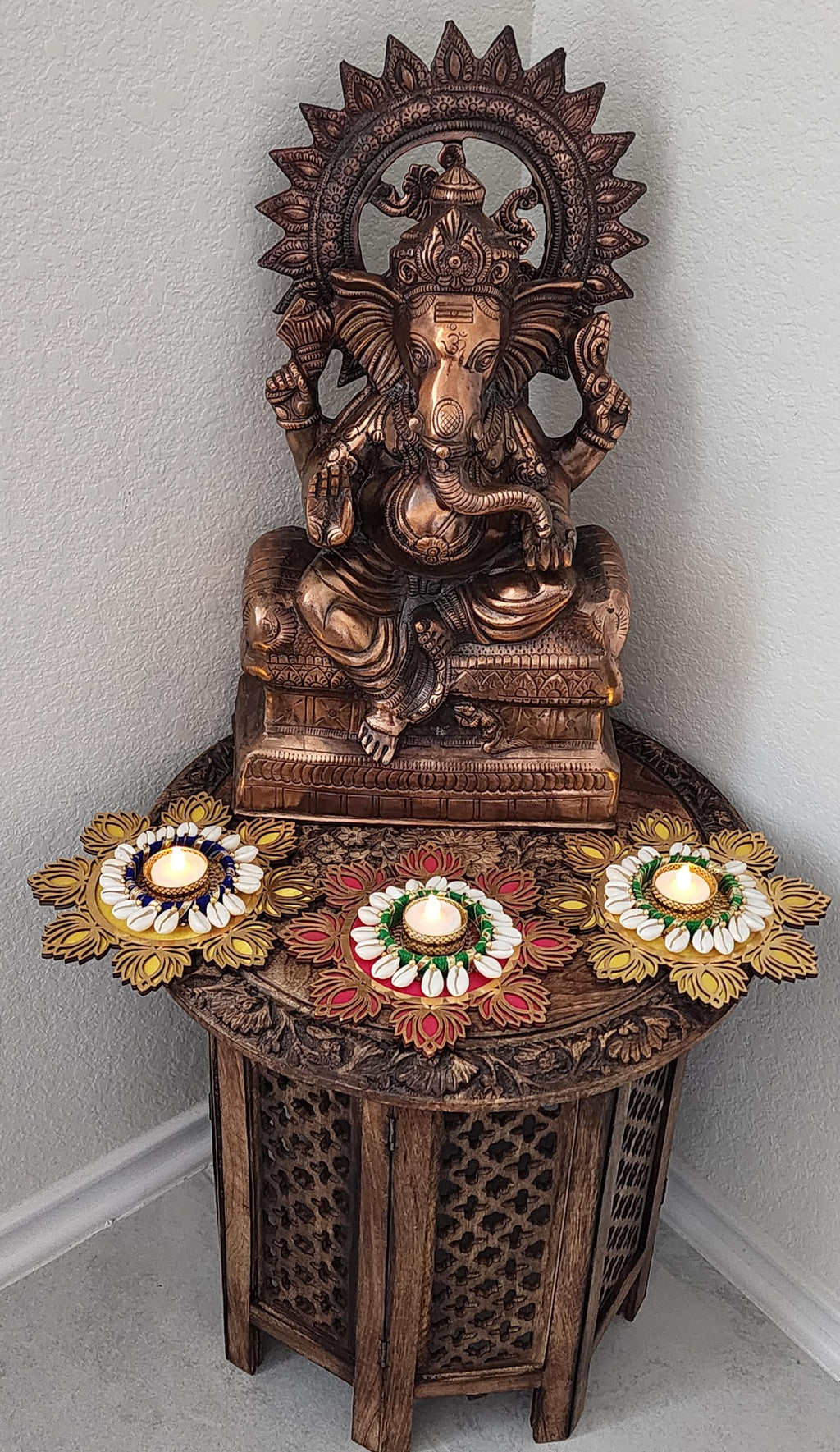 MDF Lotus Tealight Holder: Diwali Rangoli Decoration