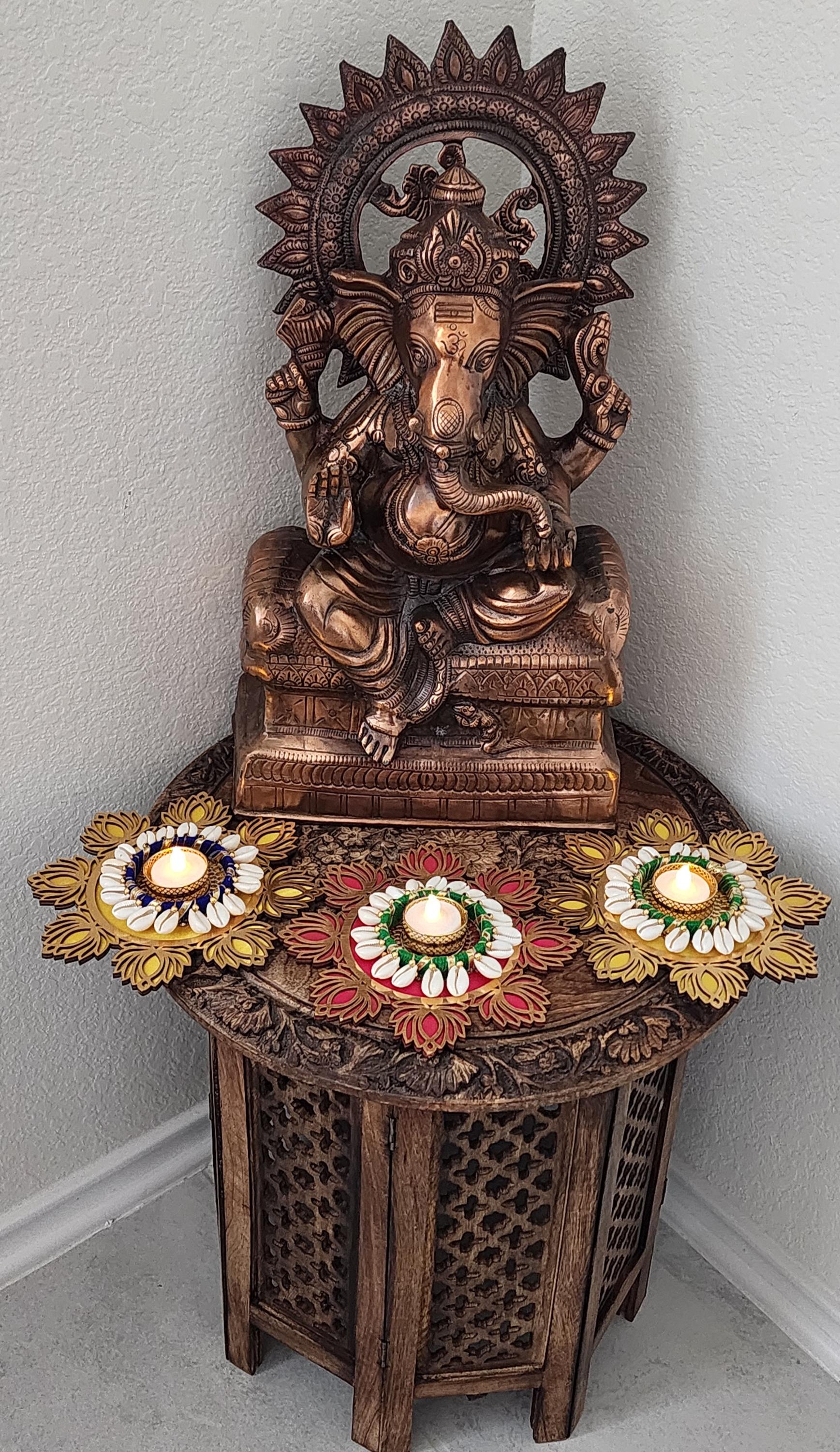 MDF Lotus Tealight Holder: Diwali Rangoli Decoration