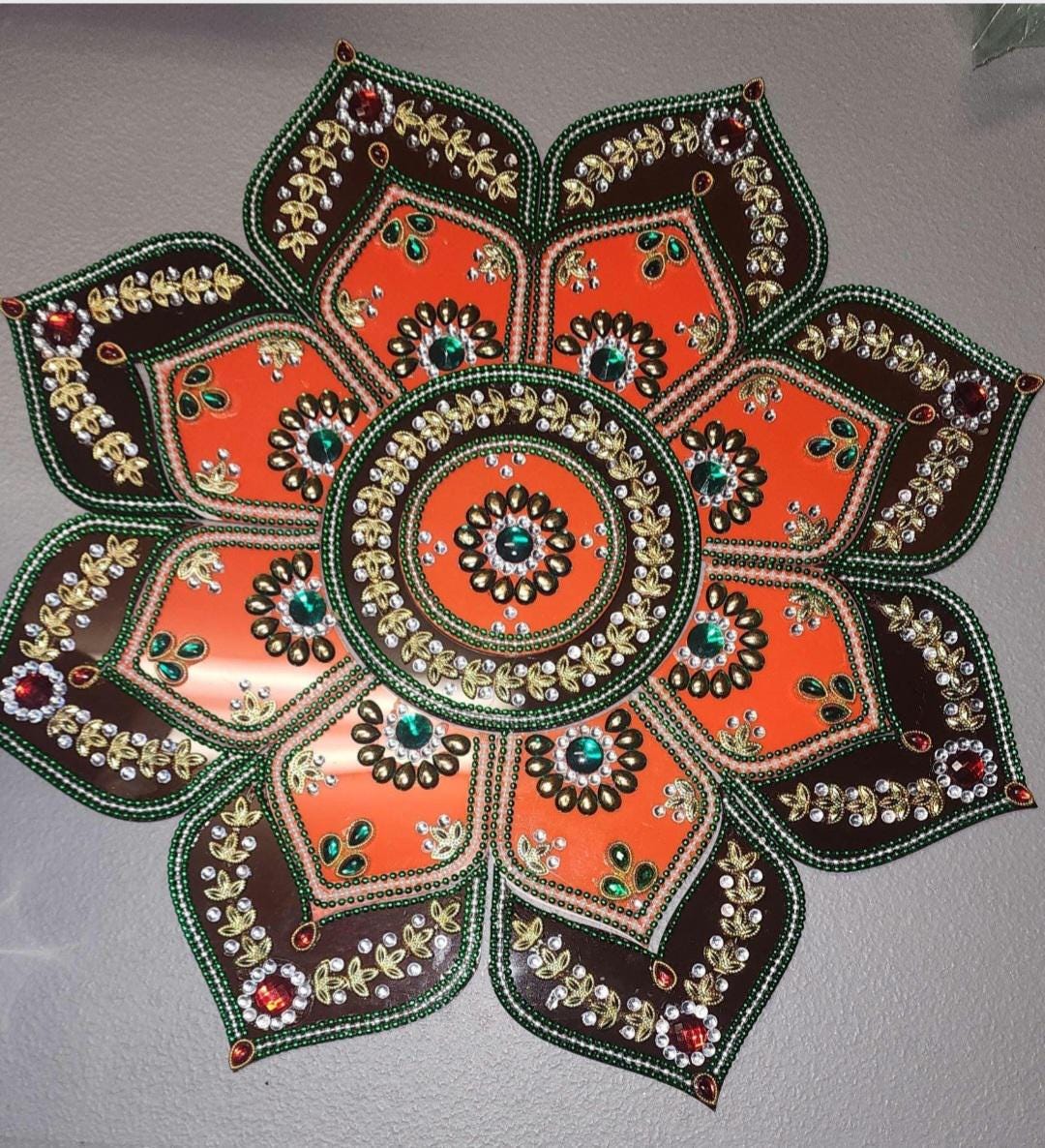 Acrylic Handmade Diwali Rangoli - 15 inch - Festive Home Decor.