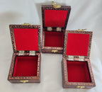 Printed Jewelry Box: Brocade Fabric, Leather - Ring, Earring, Necklace Storage Box