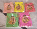 Lakshmi Print Silk Potli Bags - Hindu Wedding Favor Bags.