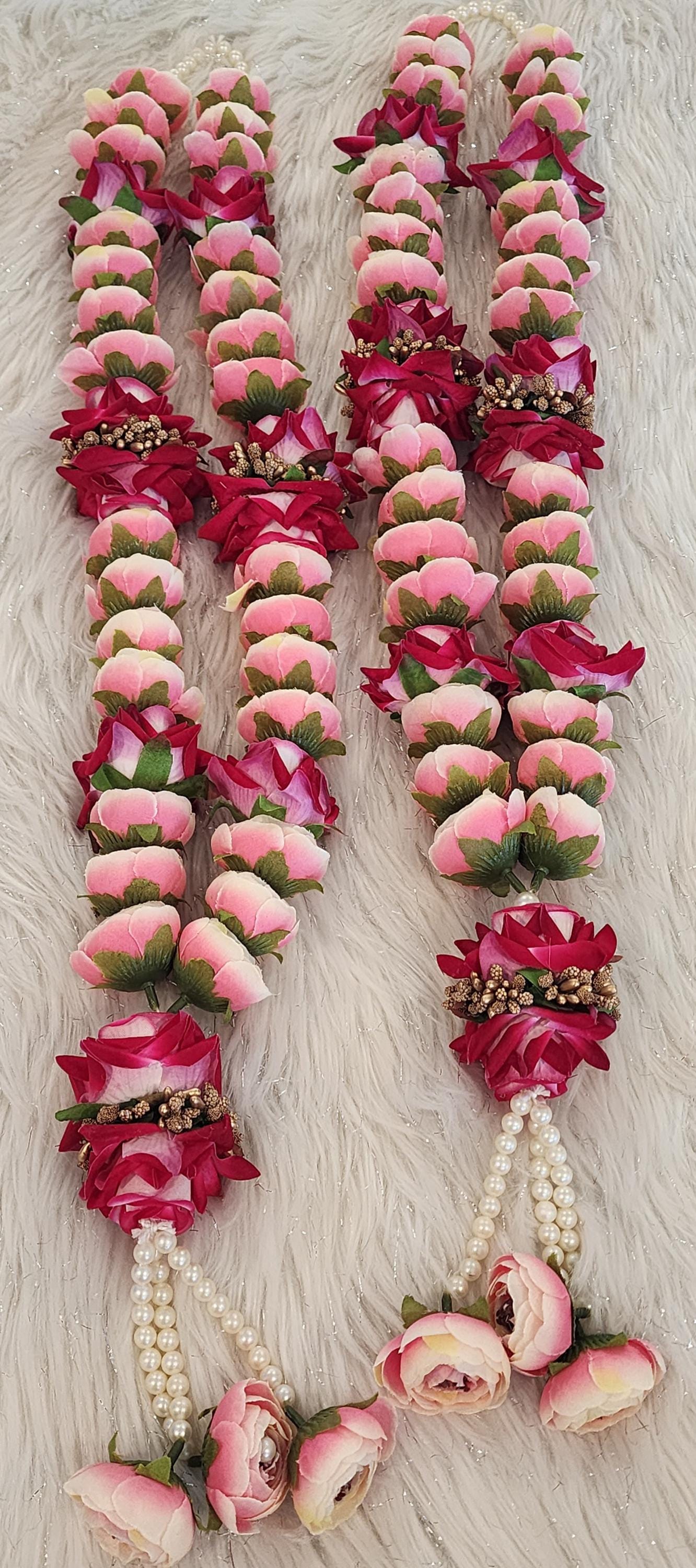 Artificial Flower Handmade Wedding Mala: Bride and Groom Garlands - Pack of 2