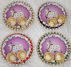 Handcrafted Pichwai Art Haldi Kumkum Holder: Ganesh ji, Radha Krishna.