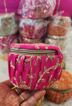 Embroidery Silk Bangle Boxes: Round Jewelry Organizer, Wedding Favor.