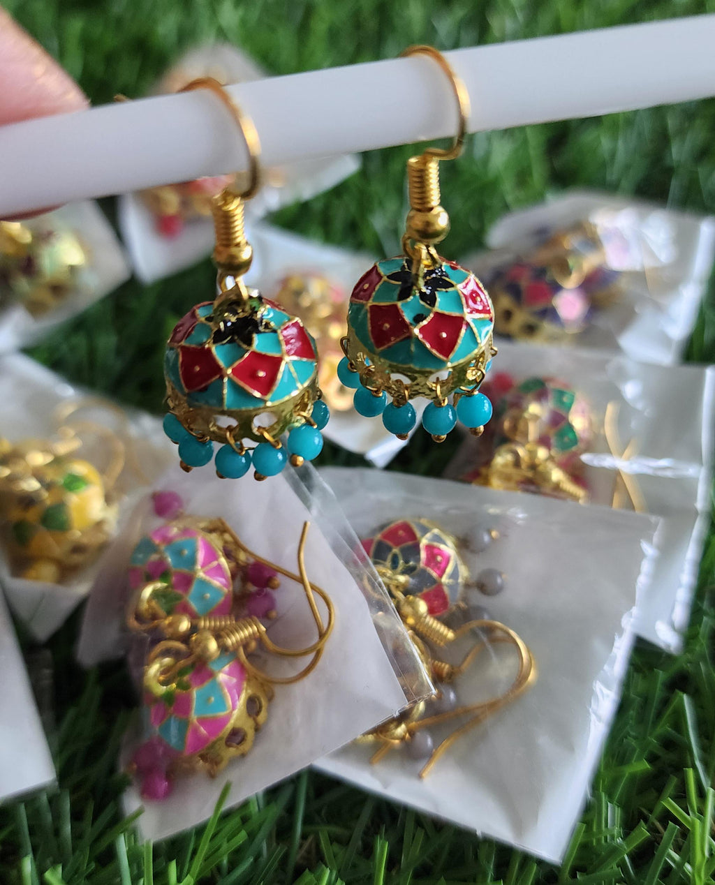 Handmade Meenakari Jhumka Earrings: Indian Wedding Jewelry