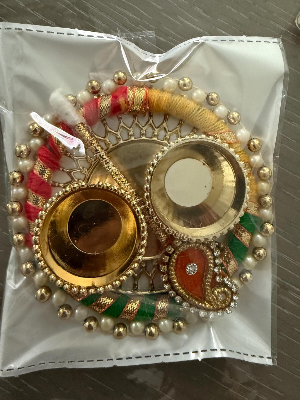 Handmade Rakhi Set: Evil Eye Rakhi, Haldi Kumkum Plate, Roli Chawal