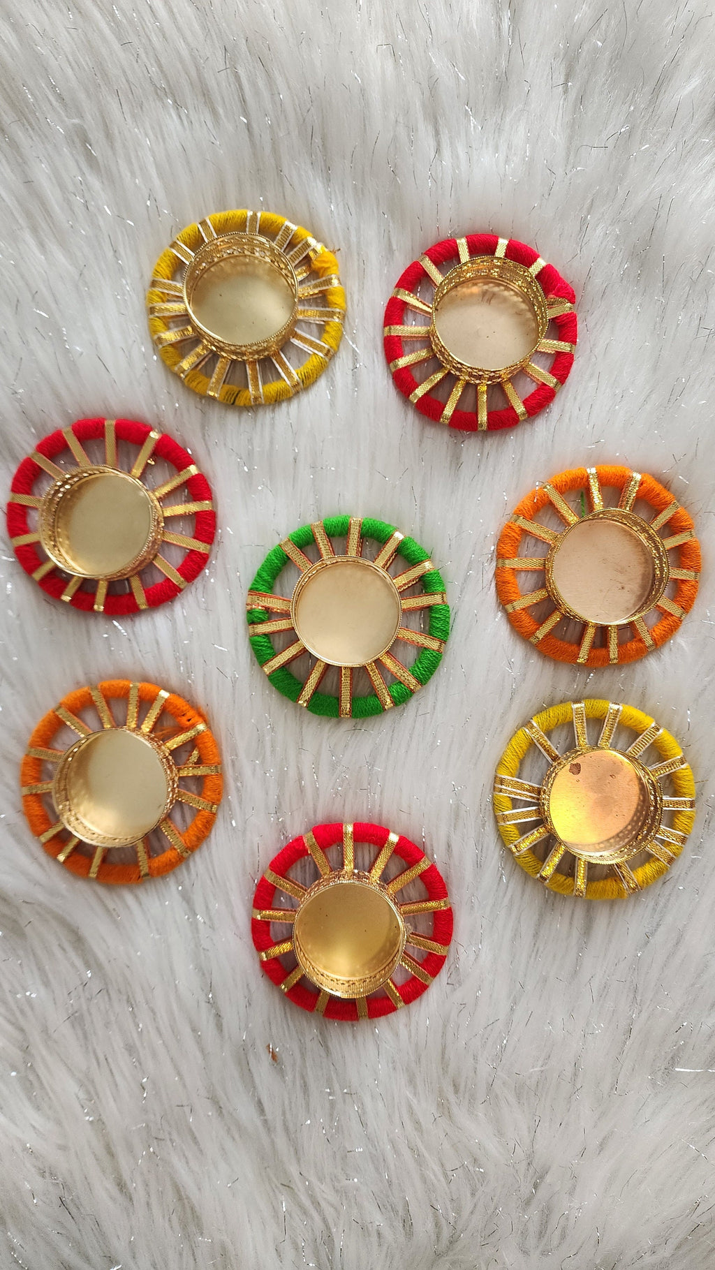 Round Tea Light Candle Holder: Multicolor Diwali Gift.