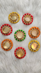 Round Tea Light Candle Holder: Multicolor Diwali Gift.