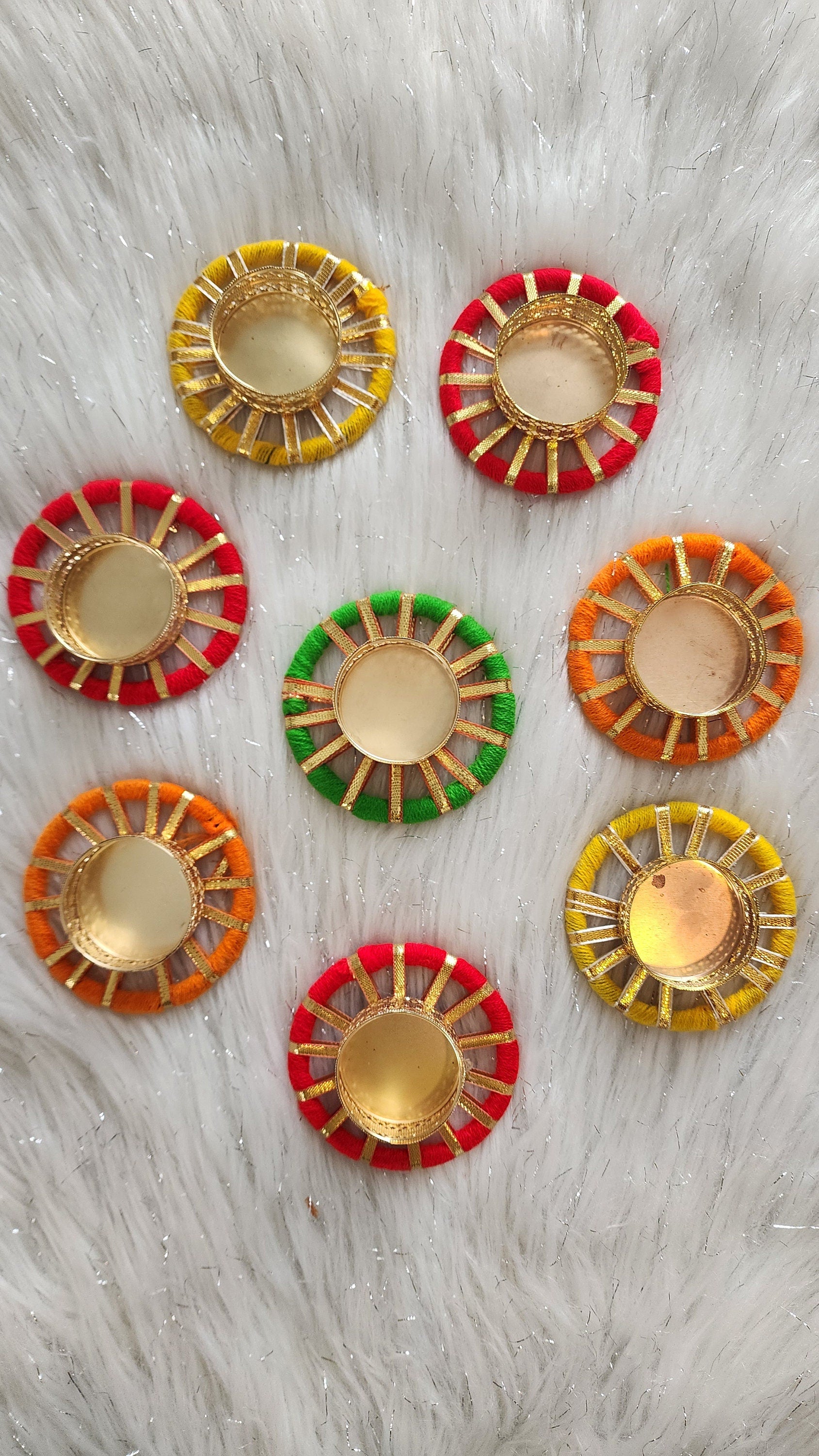 Round Tea Light Candle Holder: Multicolor Diwali Gift.