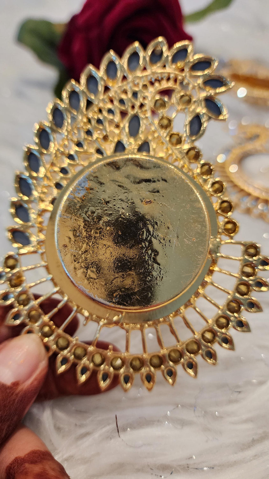 Decorative Handmade Tea Light Holder: Golden Diwali Pooja Candle Holder.