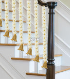 Mogra Bell Garland: White & Gold Artificial Flower String (Pack of 8)