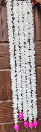 Lotus Handmade Bud Garland: Pink & White Indian Wedding Decor (40/45 inch.)