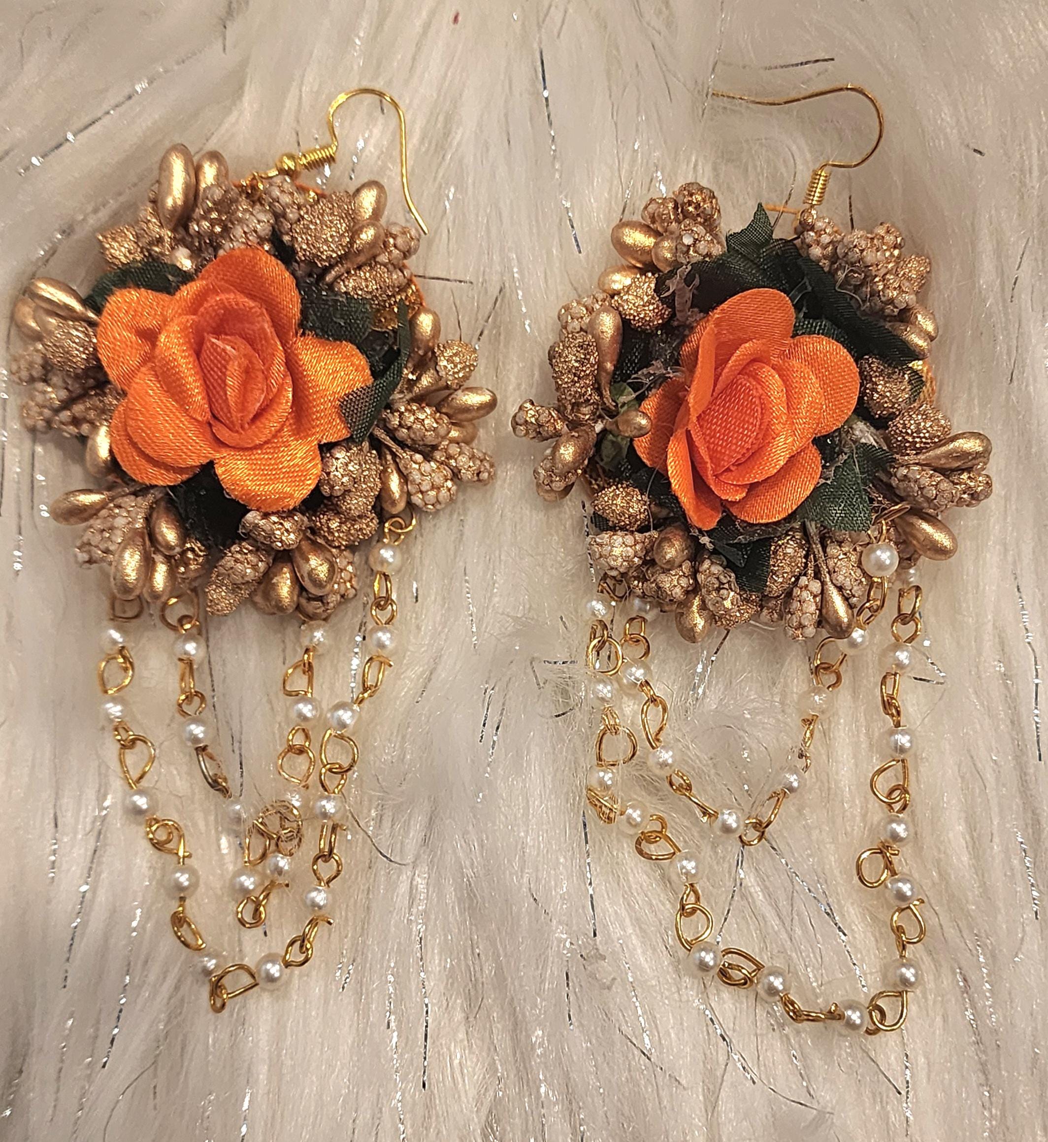 Floral Haldi Mehandi Jewelry Set, Indian Wedding, Sangeet.