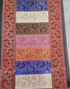 Peacock Print Silk Brocade Table Runner - Indian Decor (16x60 Inch)