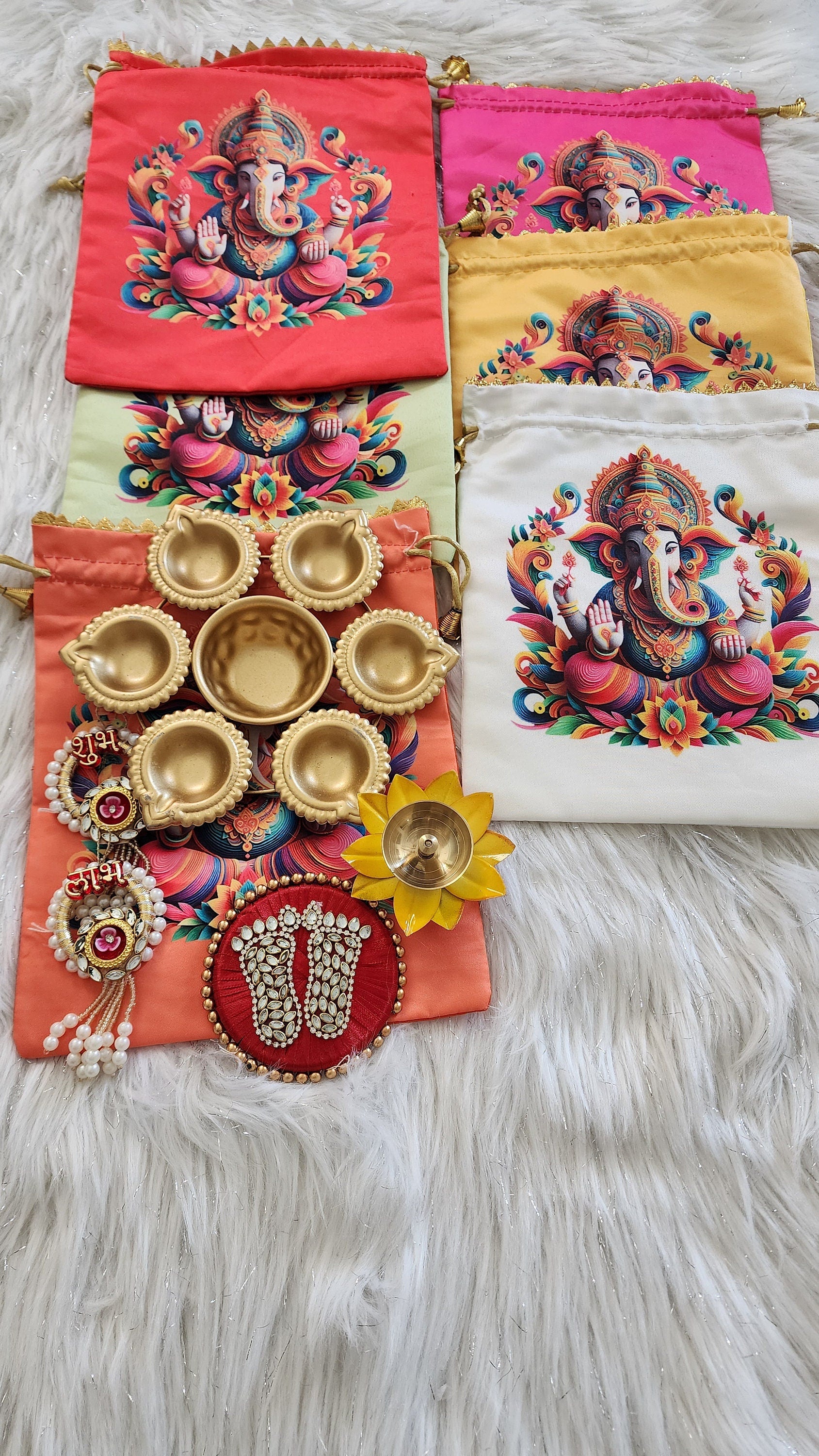 Diwali Potli Bag Set: Pooja Favors, Housewarming Gifts