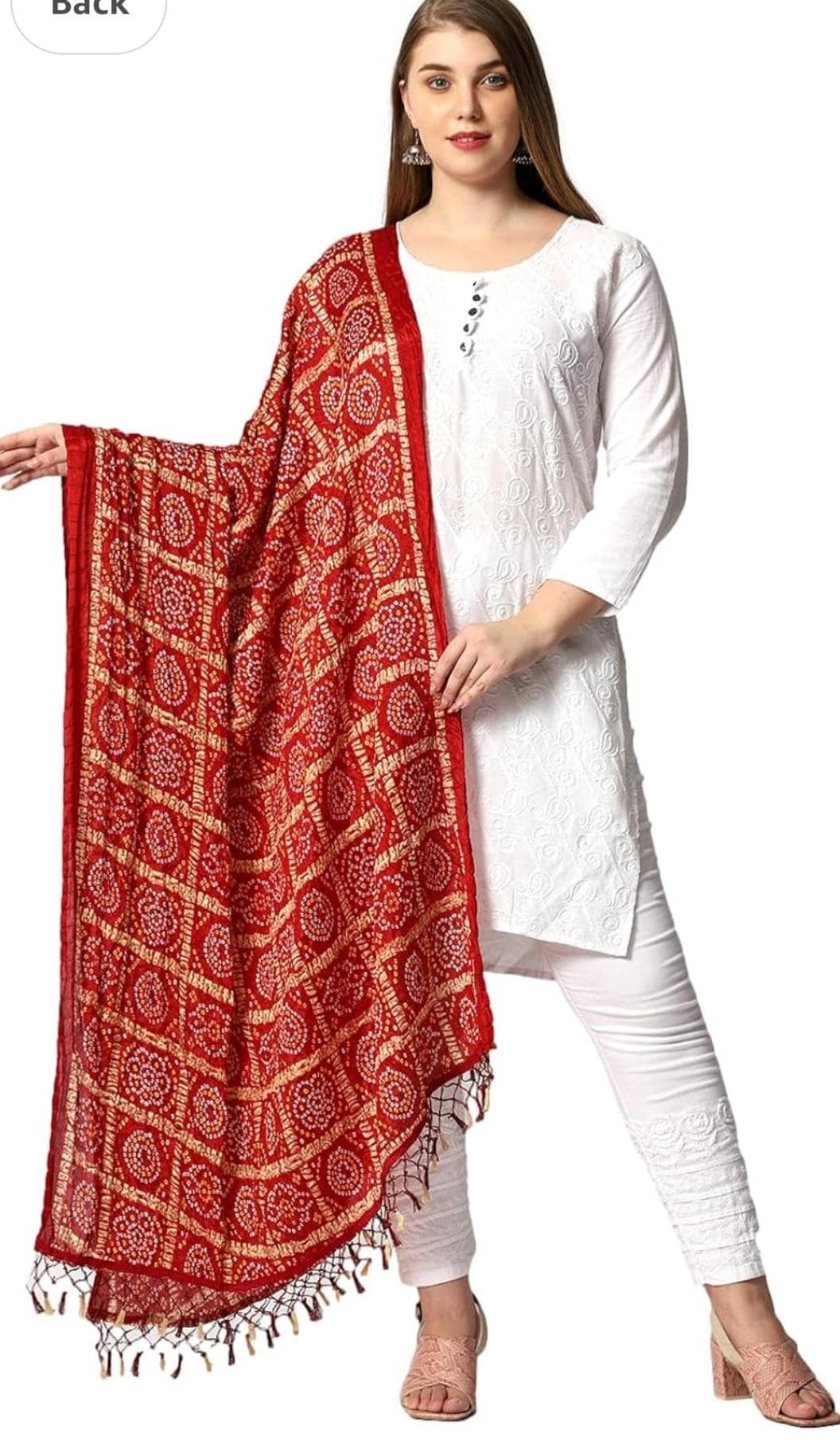 Bandhani Art Silk Dupatta: Rajasthani Multi-Colored Scarf with Tassels