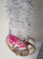 Handmade Pink Rose Garland with Golden Ring: Indian Wedding Diwali Decor.