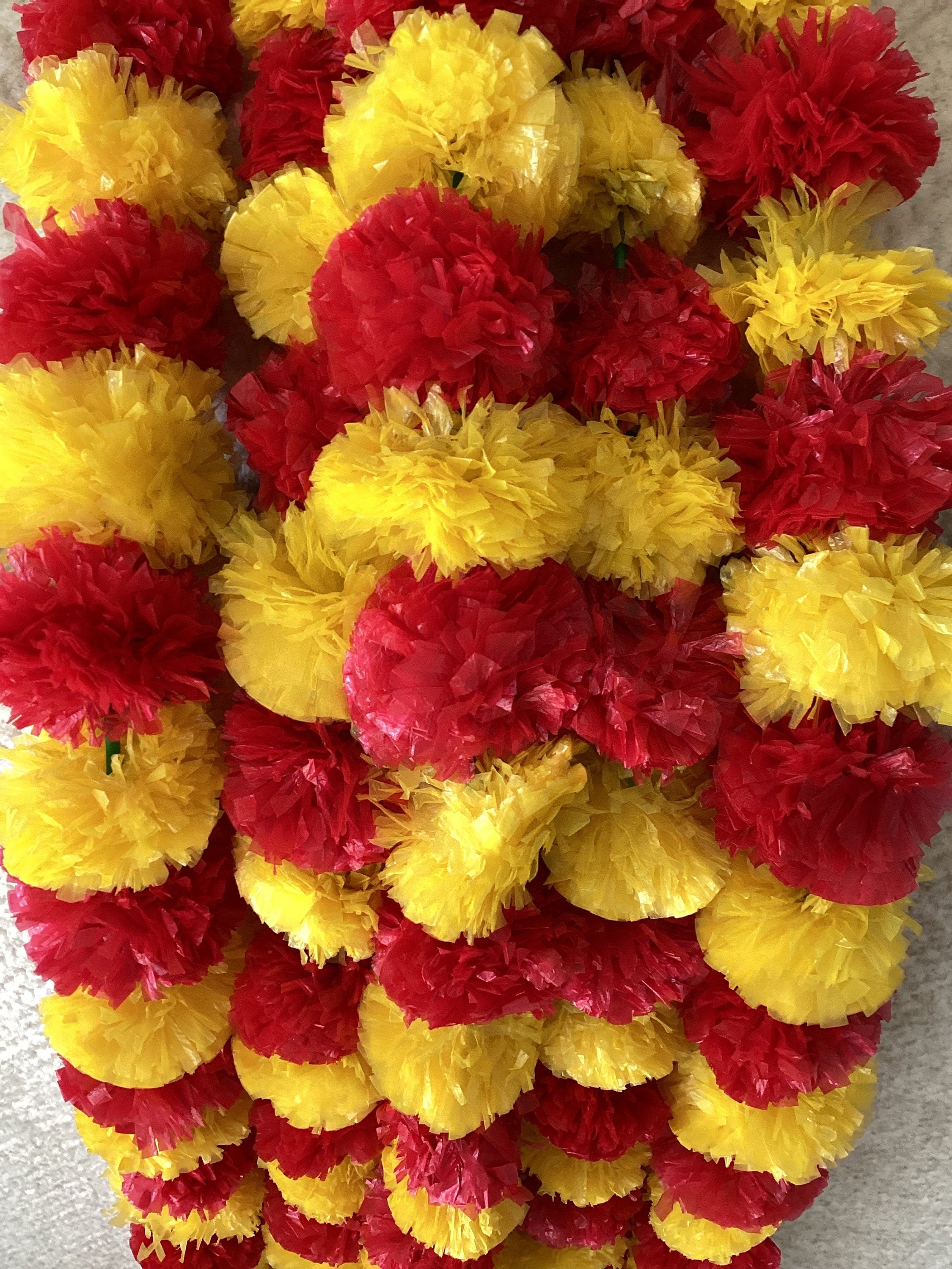 Artificial Marigold Garlands: Colorful Flower Mala, 4.5Foot Hangings