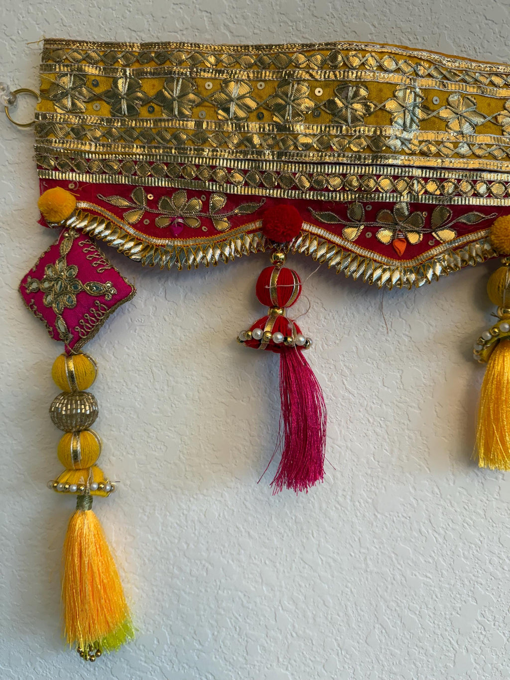 Handmade Indian Toran: Gotta work Pearl Door Hanging, Traditional Decor (40x10) inch)