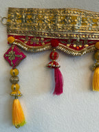 Handmade Indian Toran: Gotta work Pearl Door Hanging, Traditional Decor (40x10) inch)