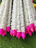 Lotus Handmade Bud Garland: Pink & White Indian Wedding Decor (40/45 inch.)