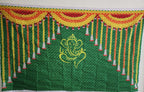 Lord Ganpati Pooja Backdrop Cloth: Traditional Housewarming Decor (8ft x 5ft).
