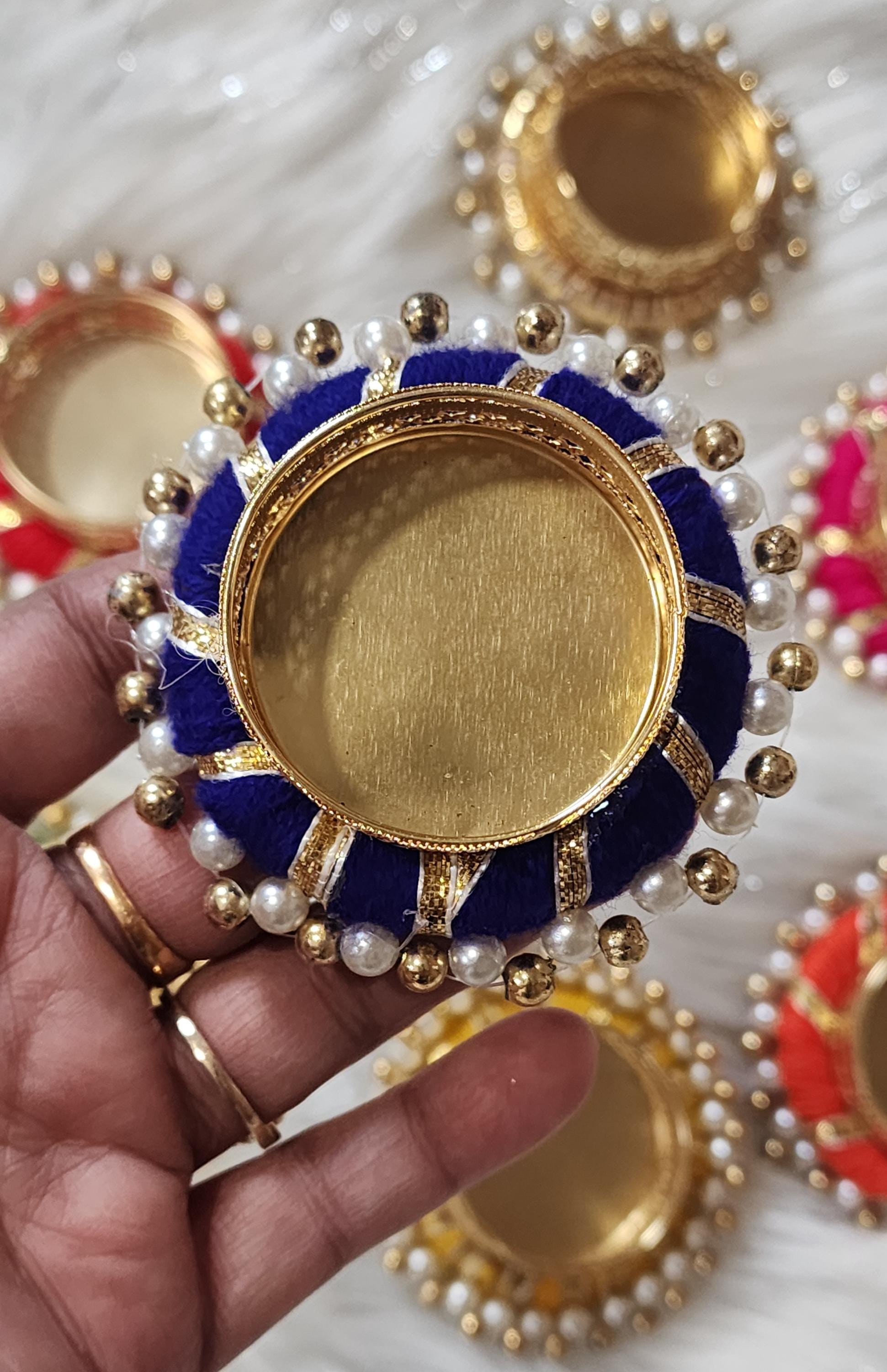 Elegant Handmade Tea Light Candle Holder: Diwali Pooja Decor, Favor Gift