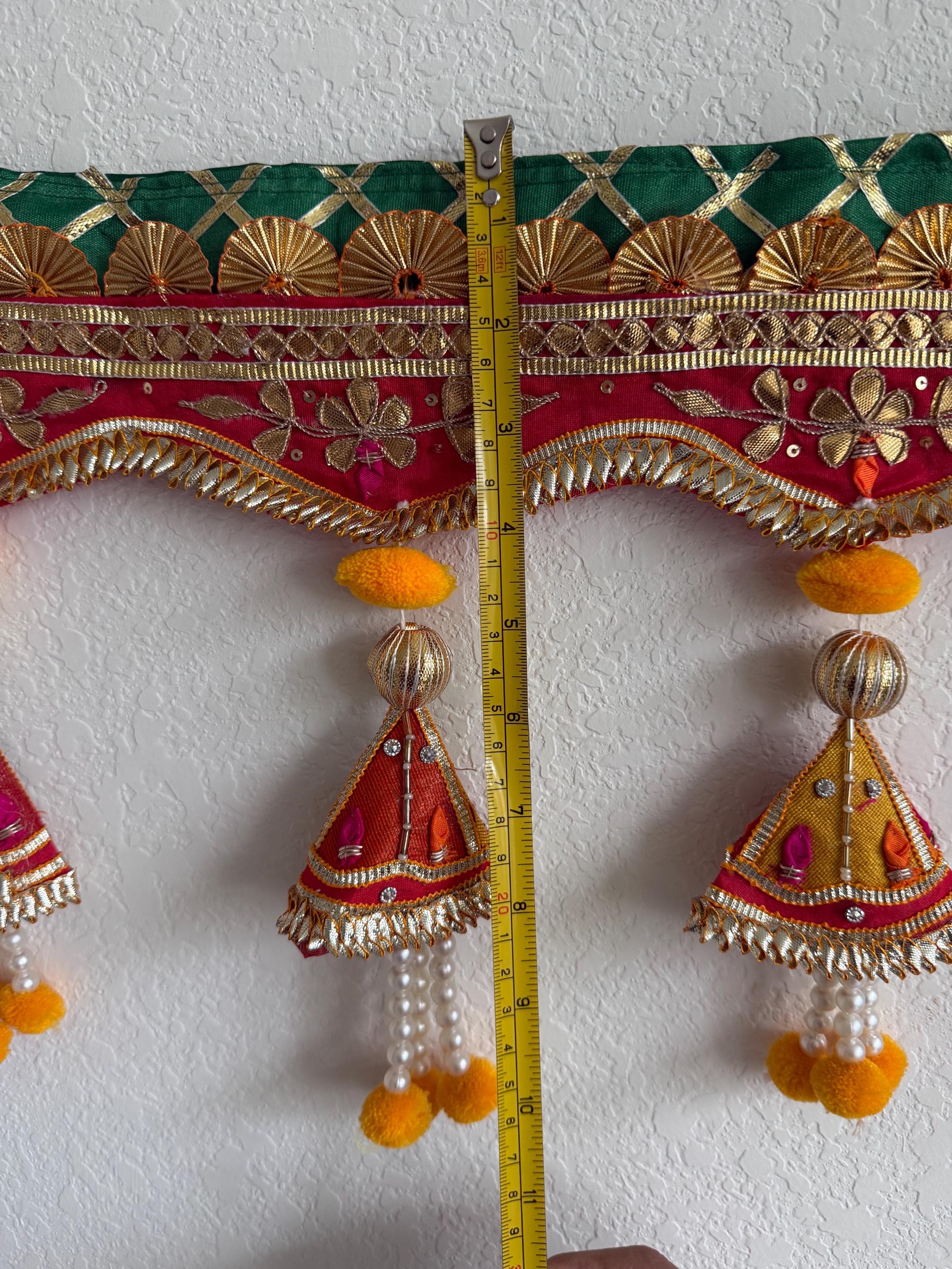 Handmade Indian Toran: Gotta work Pearl Door Hanging, Traditional Decor (40x10) inch)