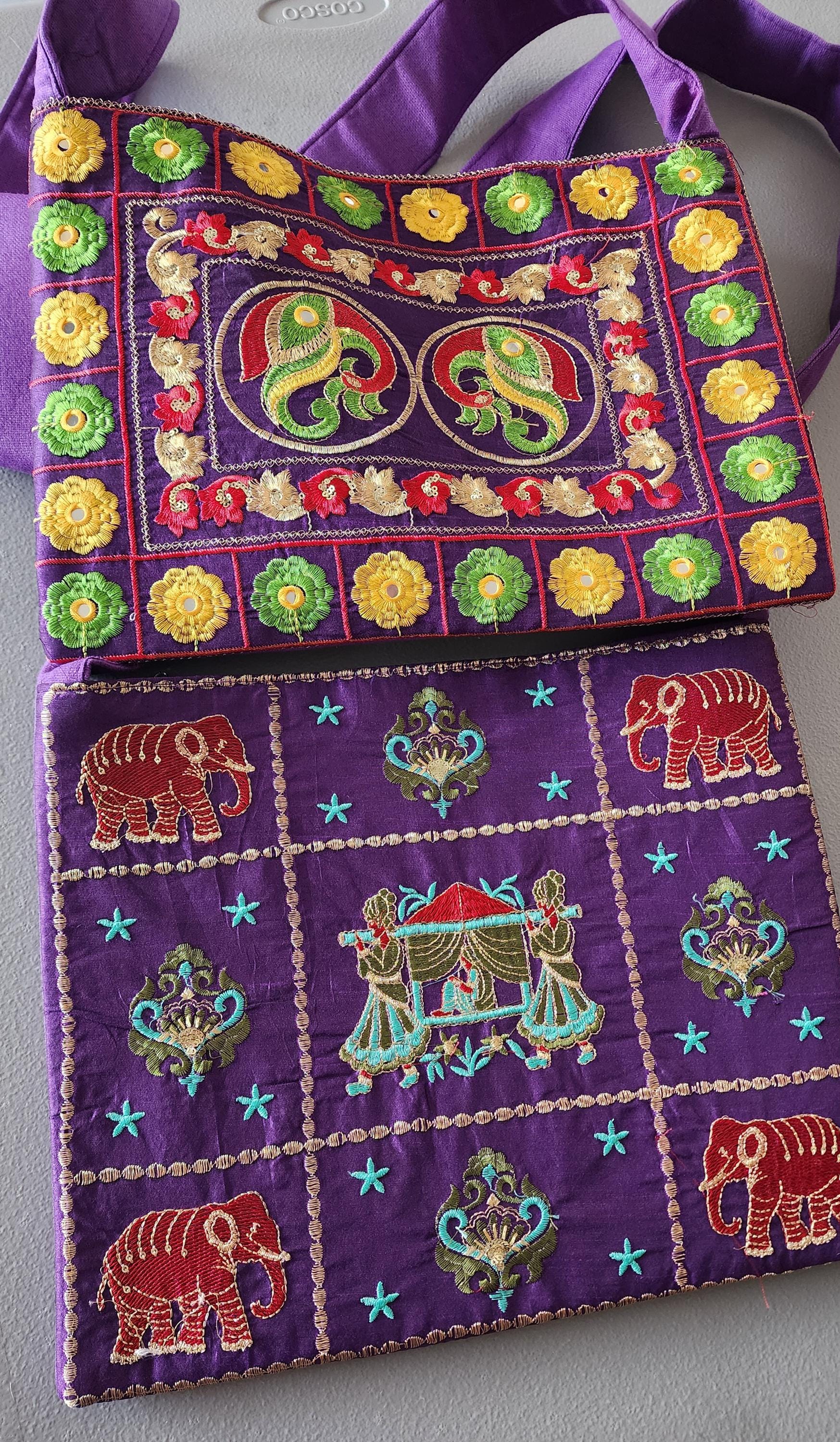 Indian Traditional Embroidered Work Peacock Jhola Bag. Crossbody Shoulder bags .