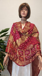 Hand Printed Jacquard Silk Dupatta: Banarsi Print Wedding Favor