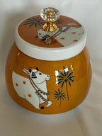 Pichwai Art Jar: Nandi Cow & Peacock Design, Copper Home Decor.