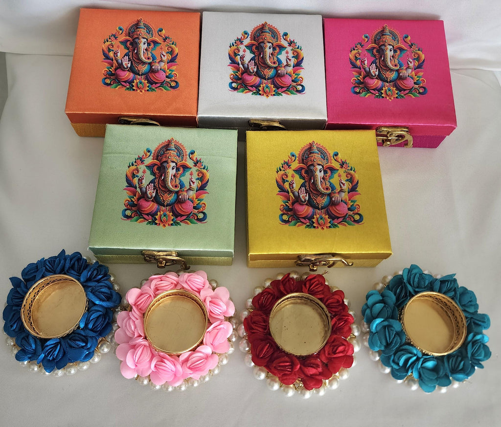 Ganesa Handmade Tea Light Holder: Diwali Wedding Favor, Pooja Decor.