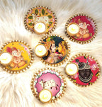 Handcrafted Ganesh, Krishna, Cow Tea Light Holder: Diwali Decor