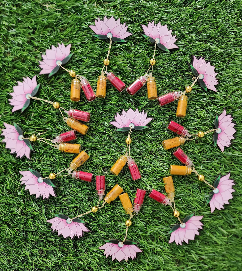 Handmade Lotus Haldi Kumkum Holder: MDF Pooja Favor