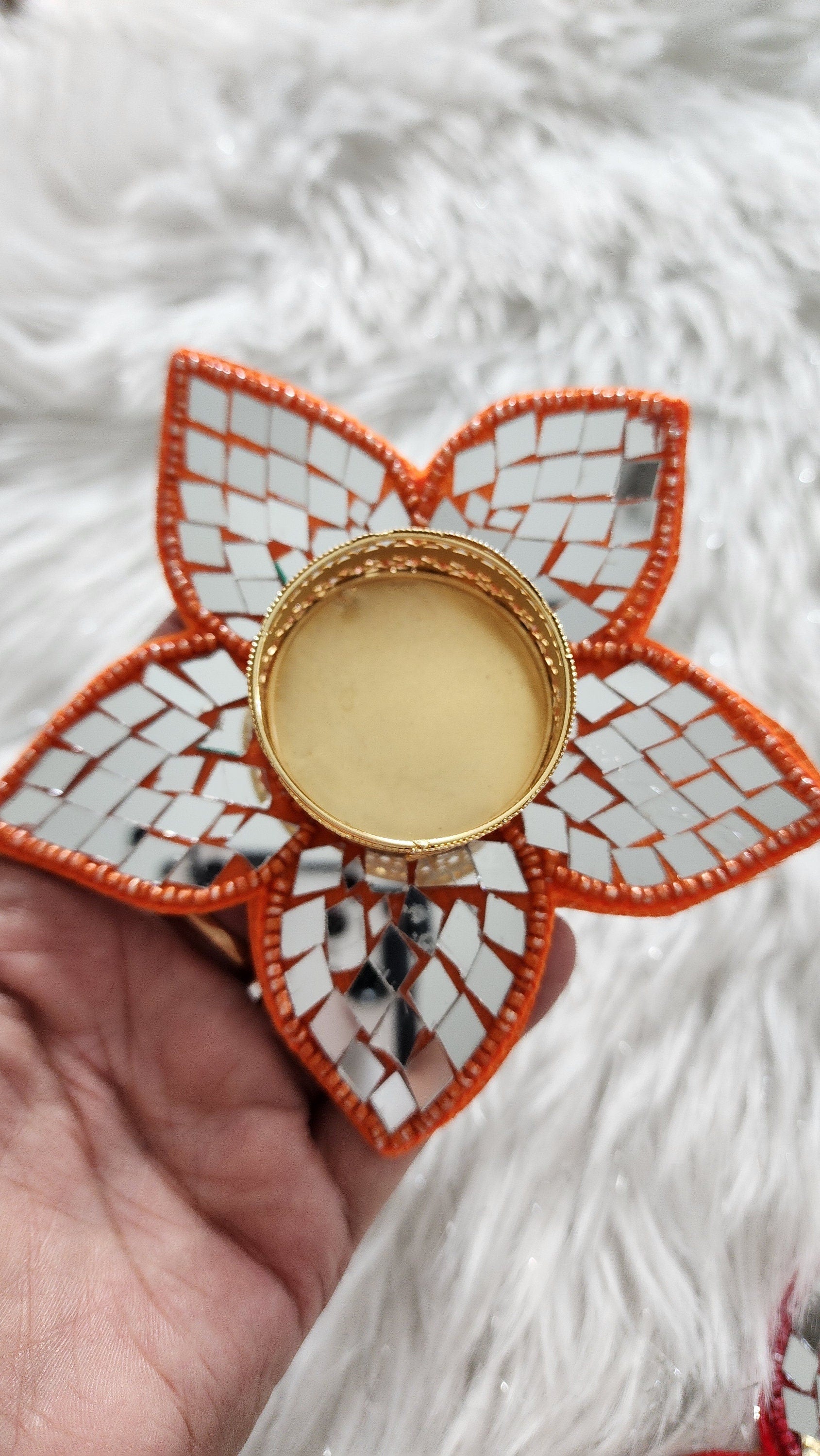 Mirror Work Tea Light Holder: Handcrafted Diwali Pooja Decor