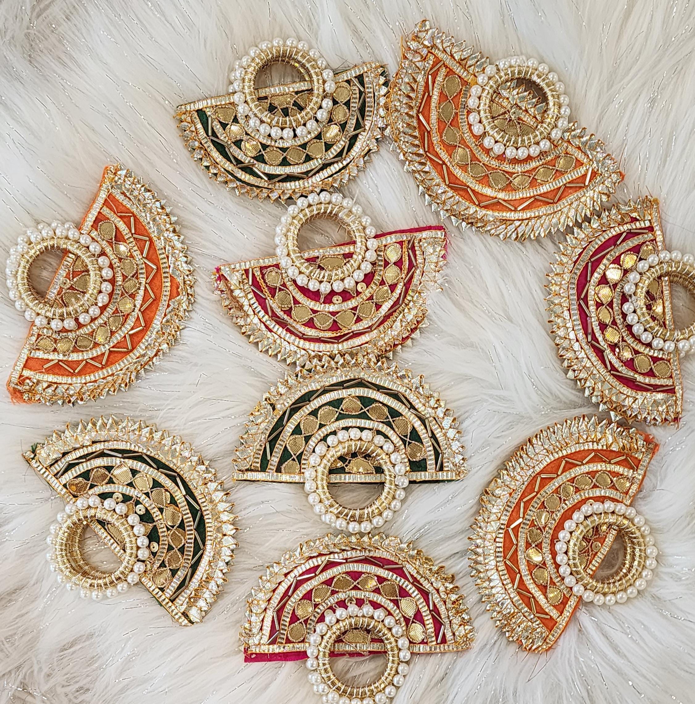 Handcrafted Lotus Coin Pouch: Colorful Gotta Patti Jewelry Gift