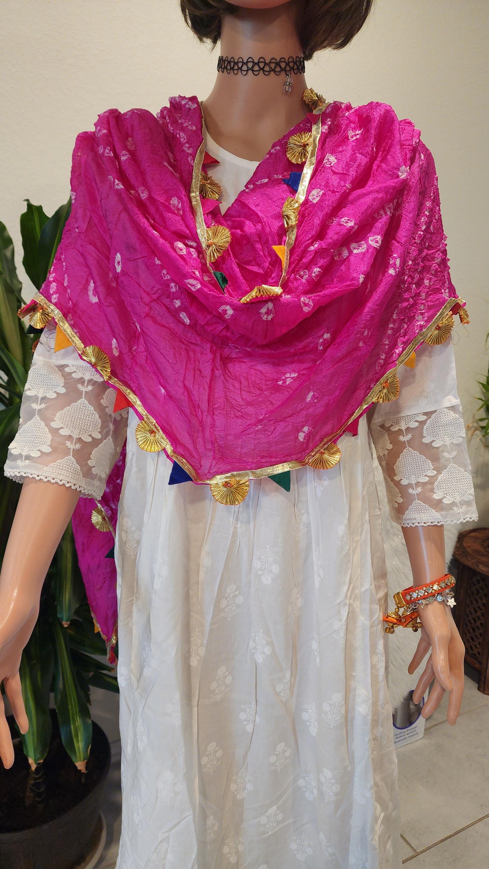 Bandhej Dupatta: Rajasthani Gotta Patti Scarf, Haldi Mehandi Wedding Favor