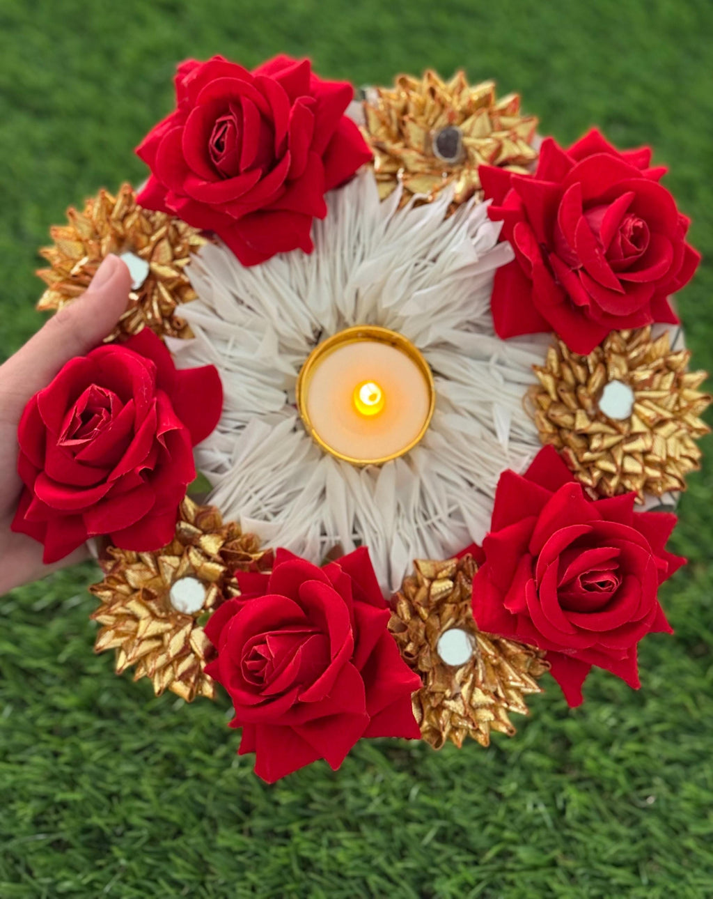 Lotus Tealight Candle Holder Rangoli: Diwali Festive Decor