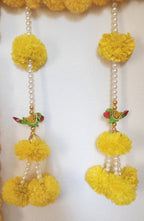 Yellow Marigold & Parrot String Wall Hanging: Indian Diwali Decor