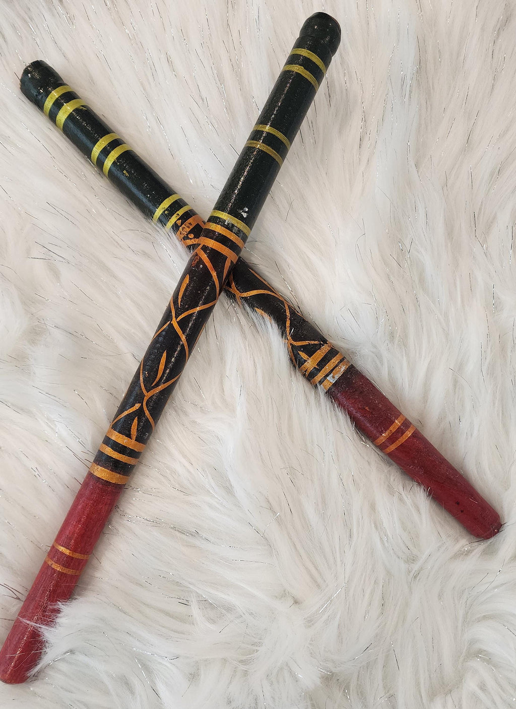 Handmade Dandiya Sticks: Indian Navratri Dance Sticks (Pair).