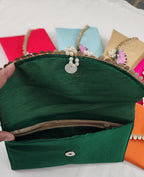 Handcrafted Clutch Purse: Indian Wedding Favor Bag with Lotus & Pearl