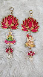Lotus Ganesh Lakshmi Hanging: Diwali Mandir Decor.