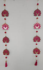 Handmade Pink Lotus Garland with Pearls: Indian Wedding Hanging Decor (36 inch)
