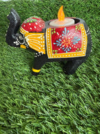 Handmade Wooden Elephant Tea Light Holder, Home Decor Lamp, Candle Light Lamp for Diwali .