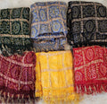 Bandhani Art Silk Dupatta: Rajasthani Multi-Colored Scarf with Tassels