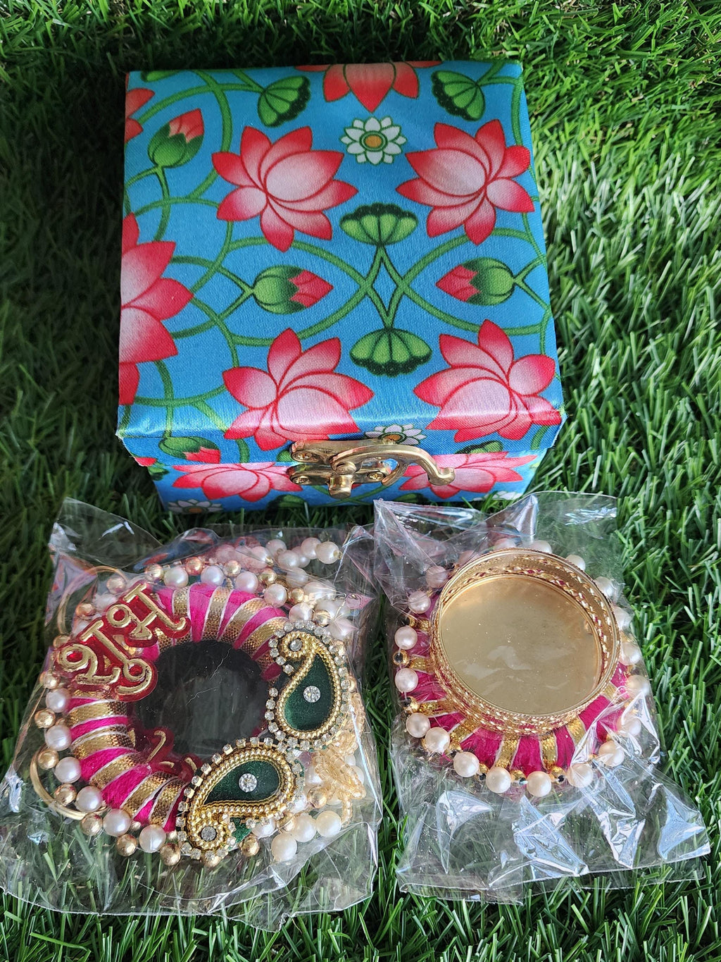 Pichwai Print Handmade Tea Light Holder Gift Box: Diwali Favor, Pooja Decor.